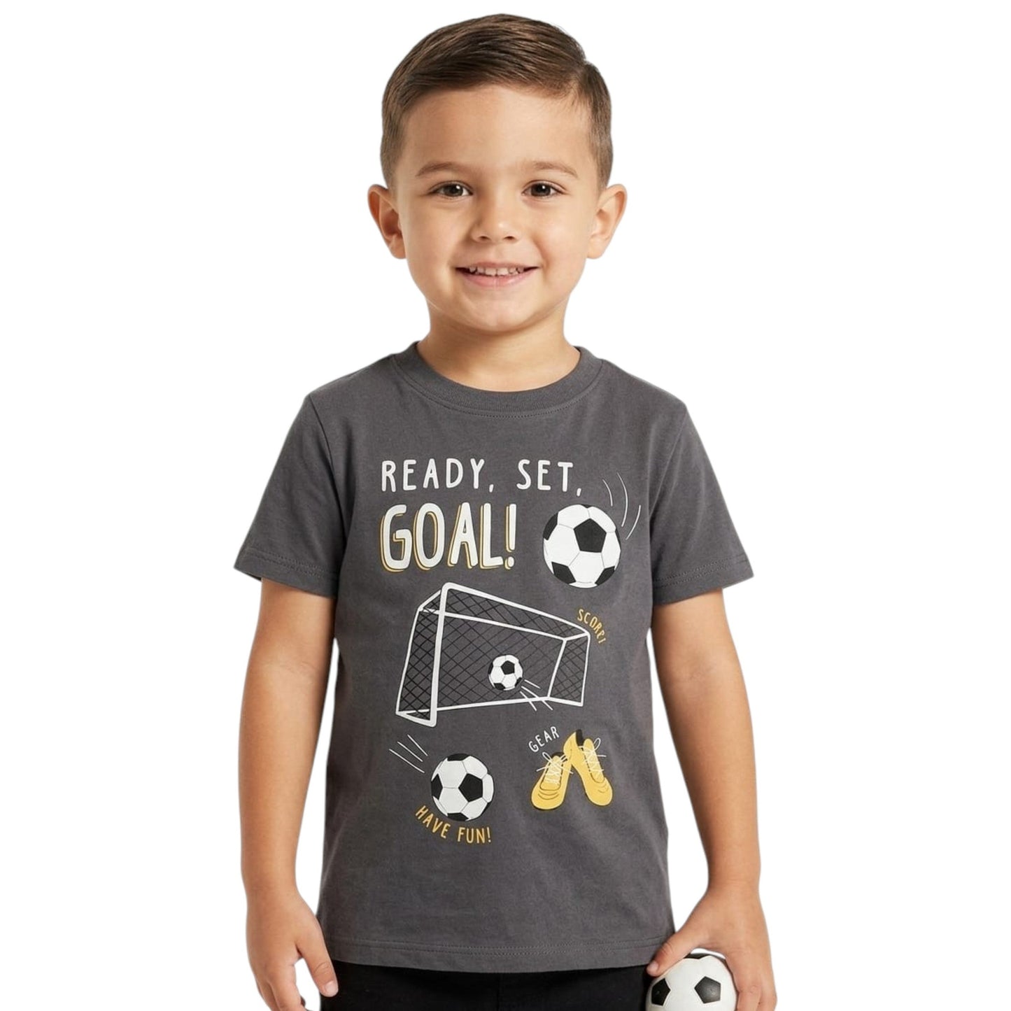 Kids Boy's Printed Top,Dark Grey