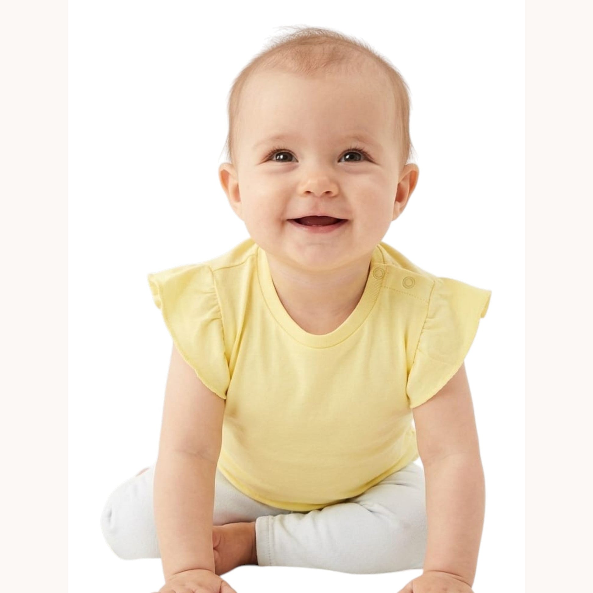 Kids Girl's Plain Solid Top,Yellow