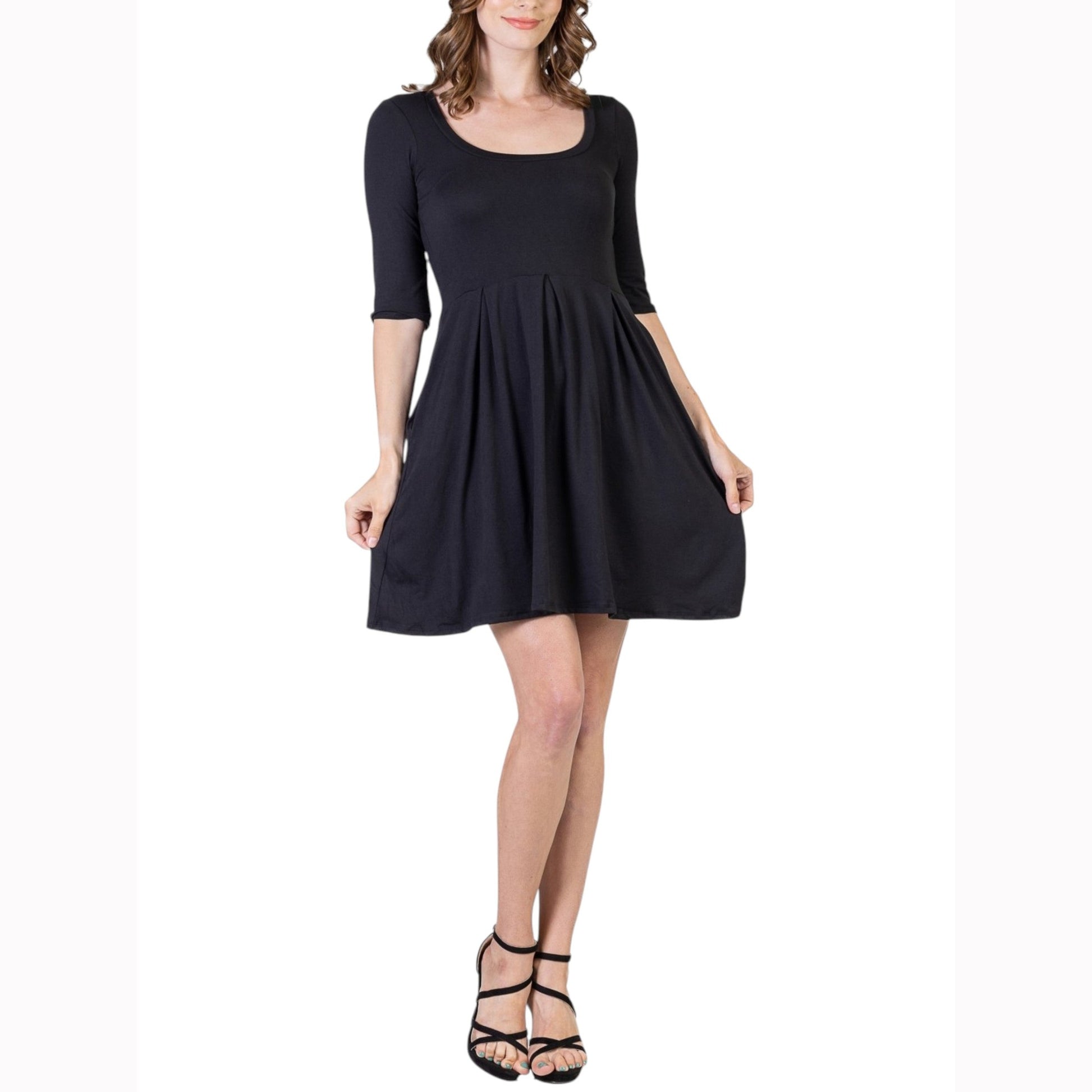 Women's Plain Solid Dress,Black