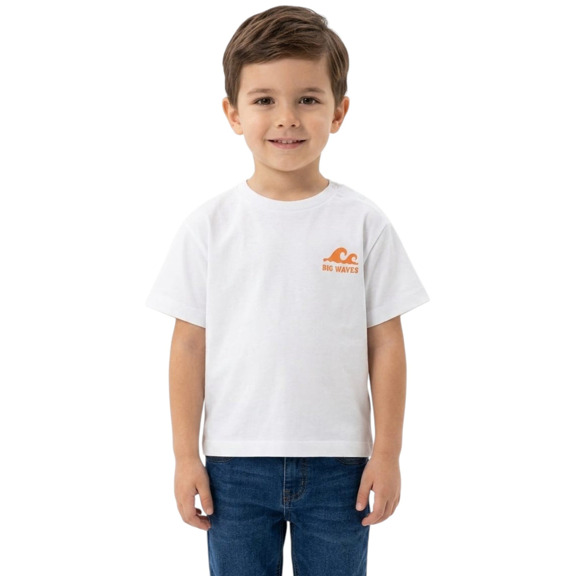 Kids Boy's Printed Back Top,White