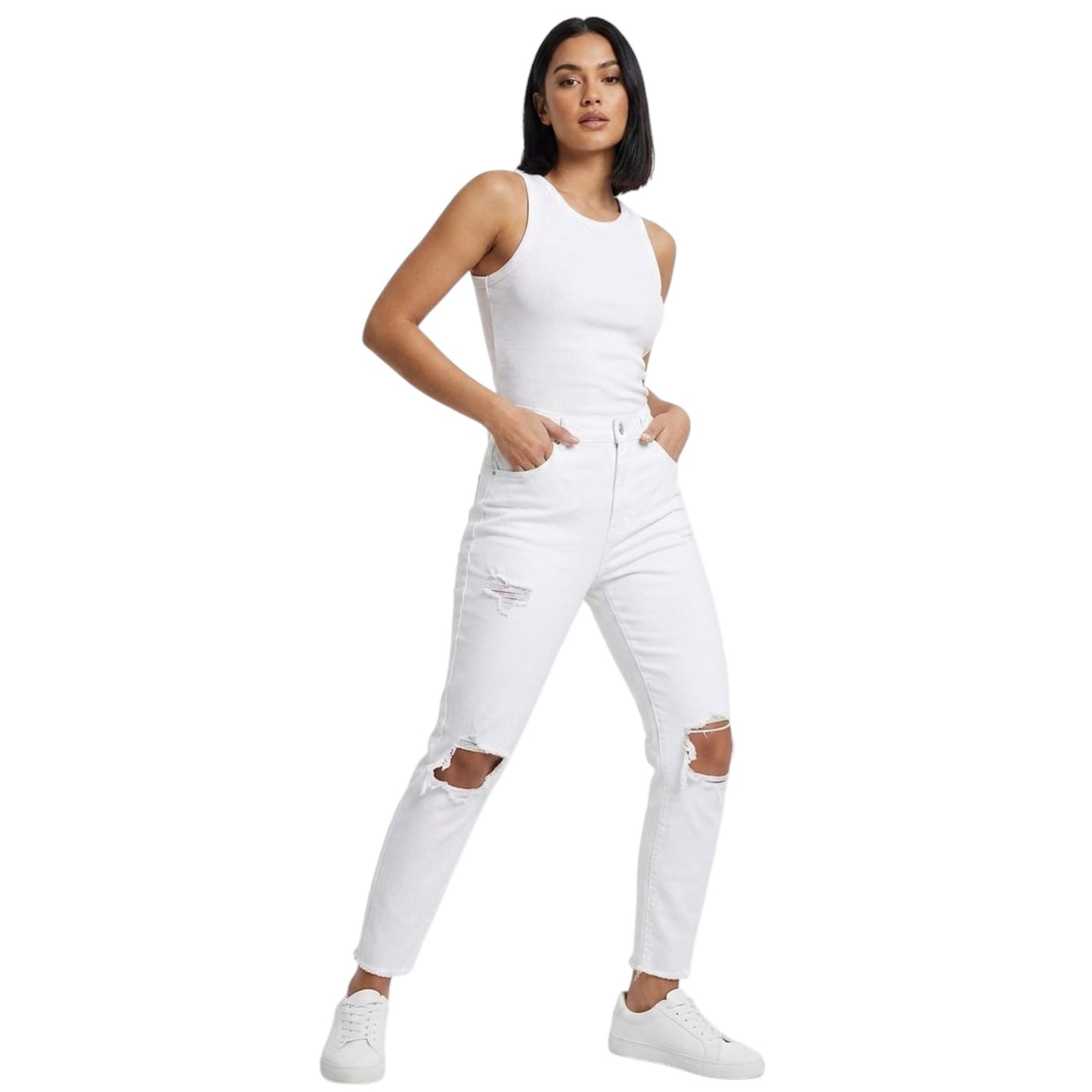 Women's Ripped Jeans,White
