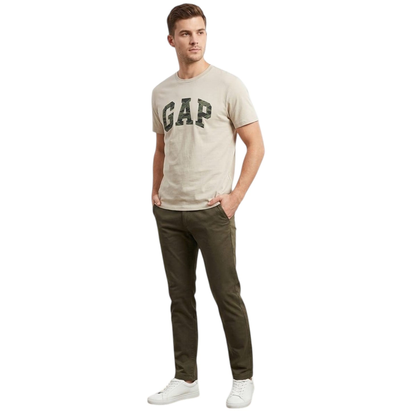 Men's Brand Logo Printed Top,Beige
