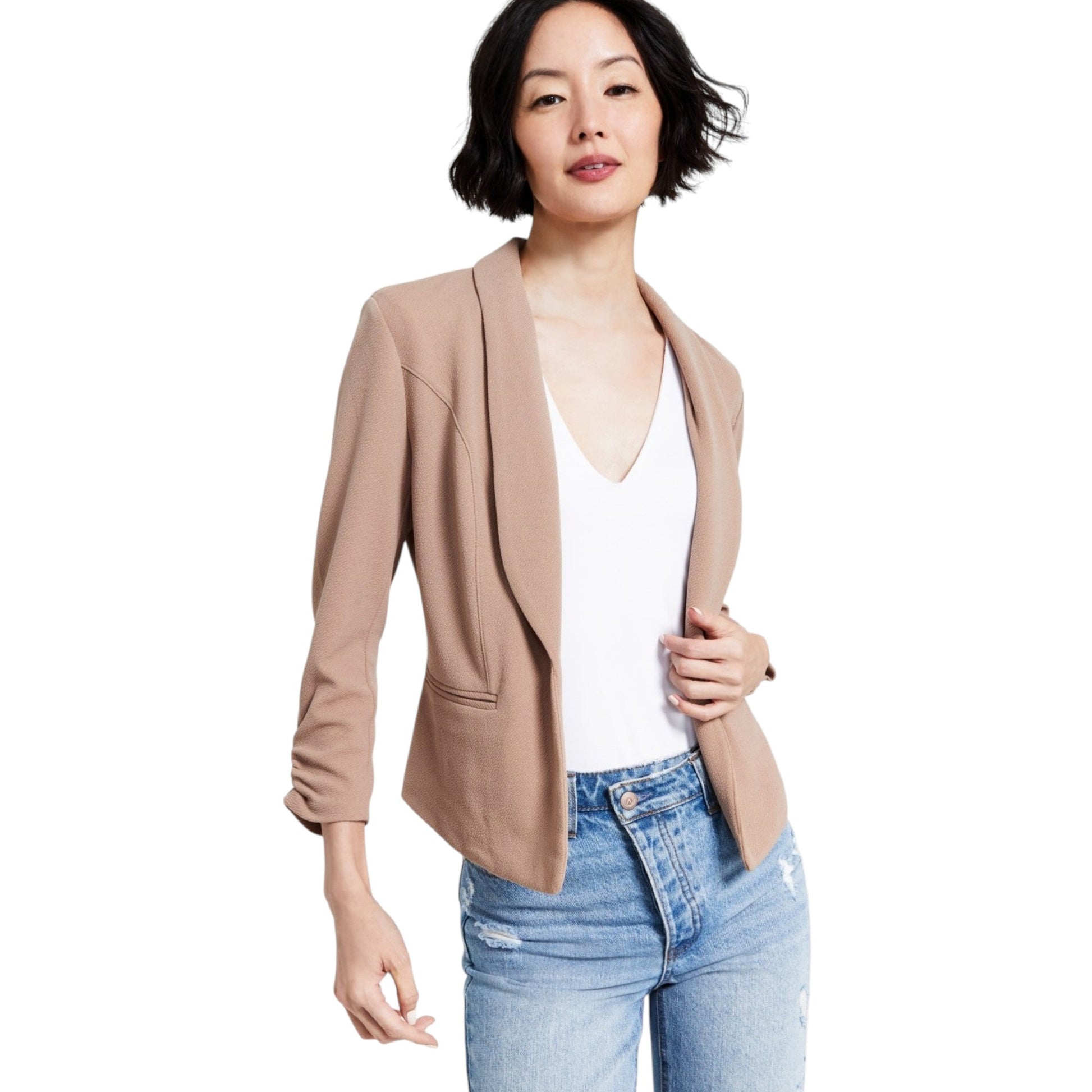 Women's Textured Blazer,Dark Beige