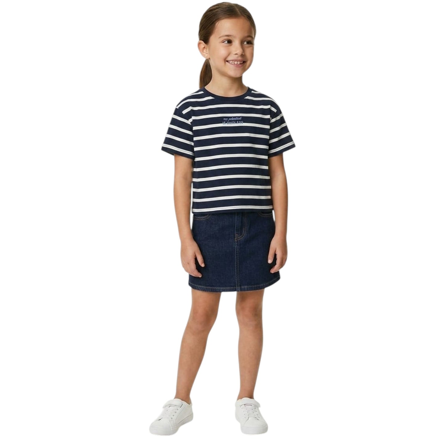 Kids Girl's Striped Top,Navy/White