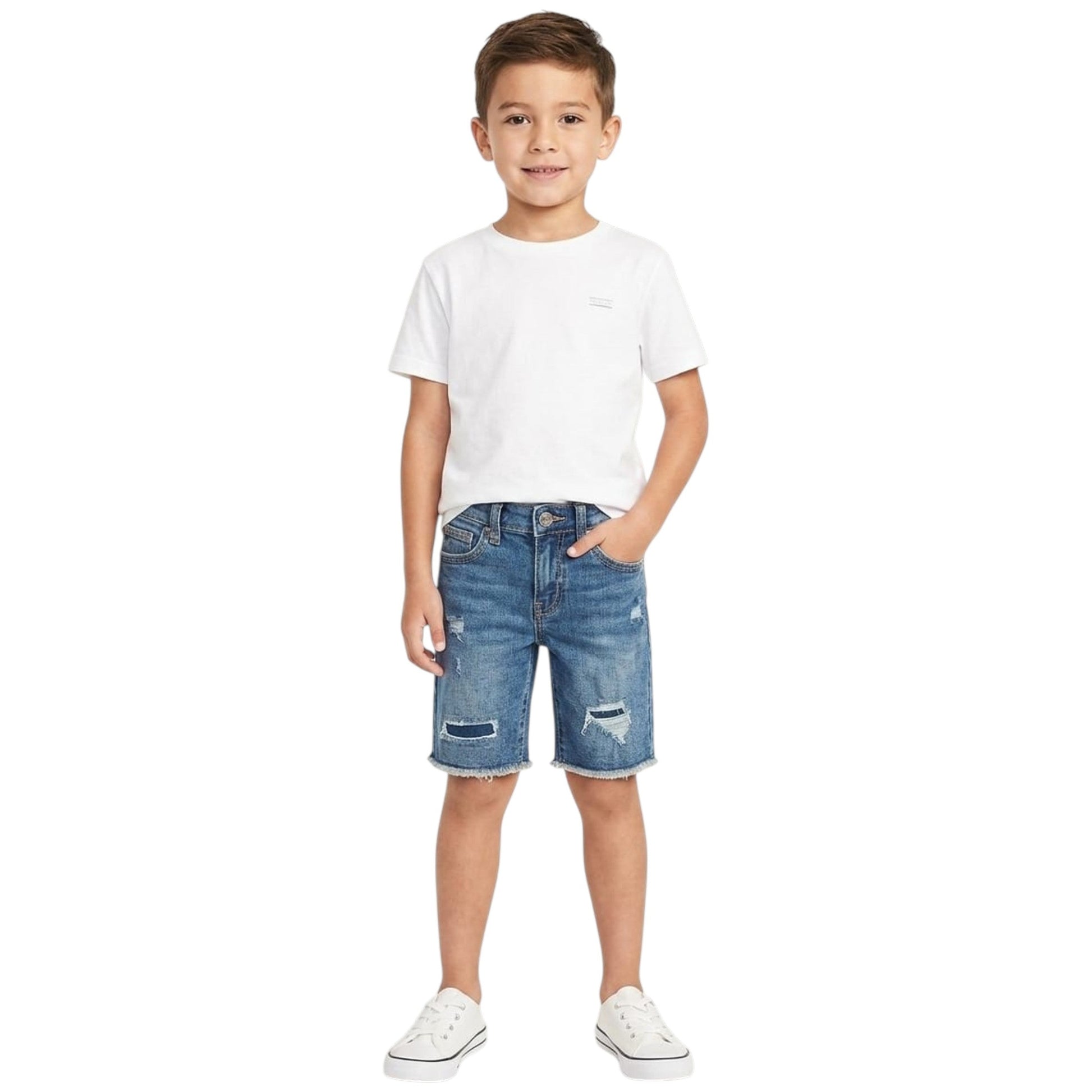 Kids Boy's Ripped Jeans Short,Blue