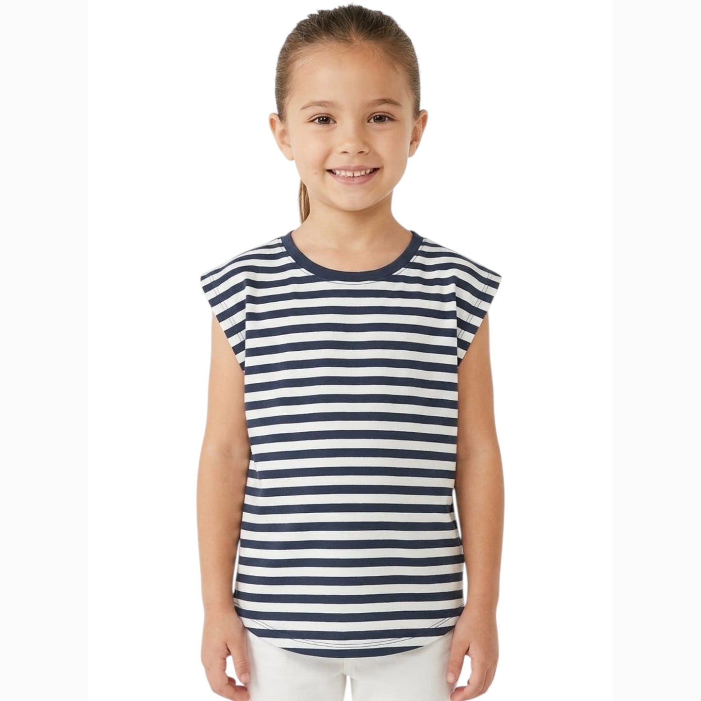 Kids Girl's Striped Top,Navy/White