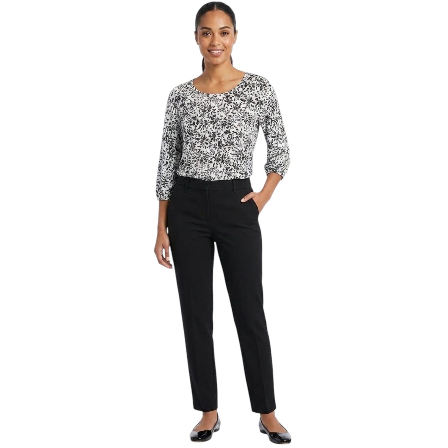 Women's Printed Top,Black/White