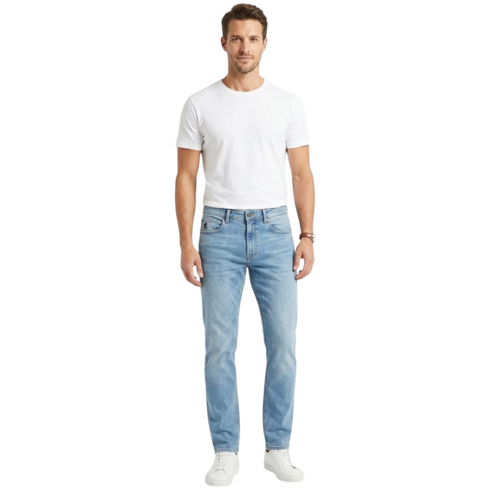 Men's Washed Jeans,Light Blue