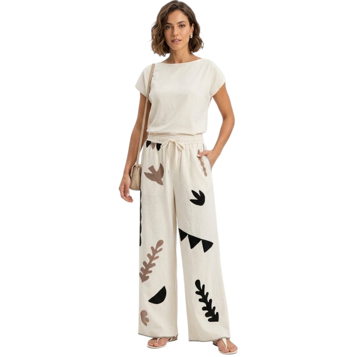 Women's Printed Pant,Light Beige