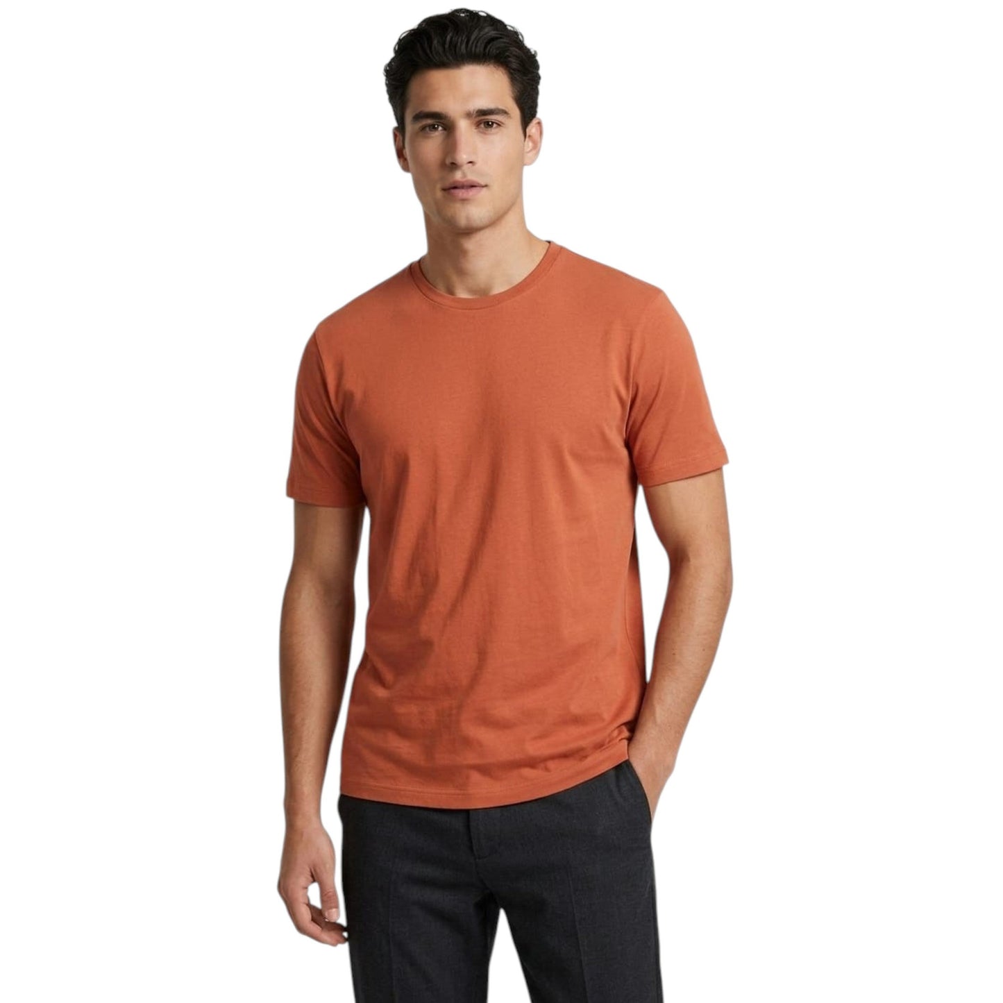 Men's Plain Solid Top,Dark Orange