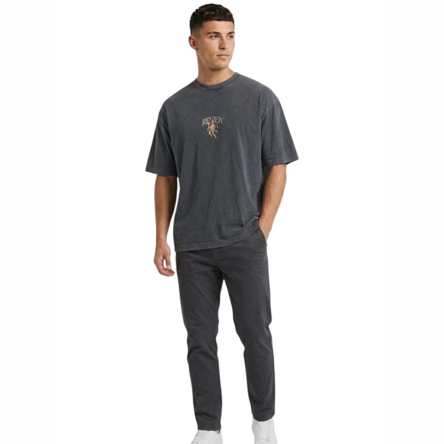 Men's Brand Logo Printed Top,Dark Grey