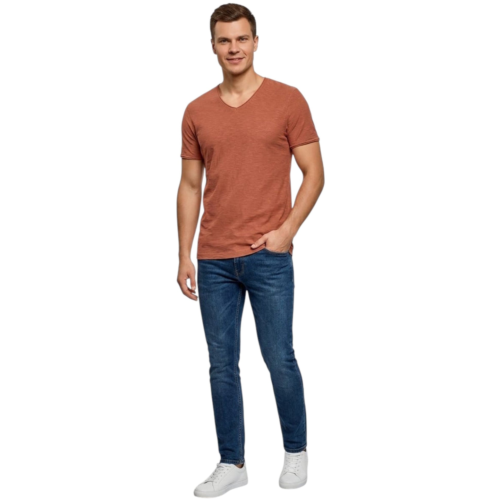 Men's Plain Solid Top,Brick