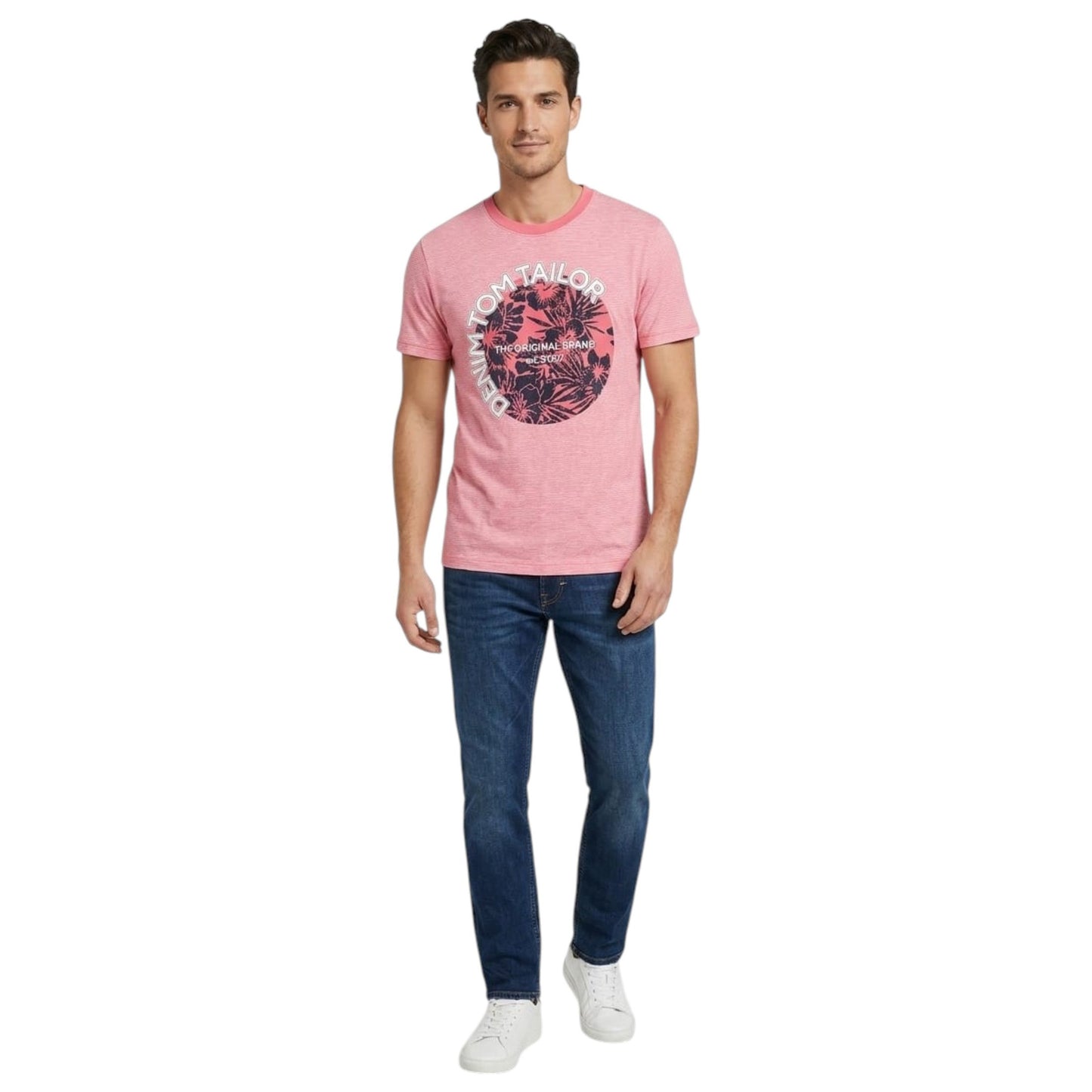 Men's Brand Logo Printed Top,Light Red