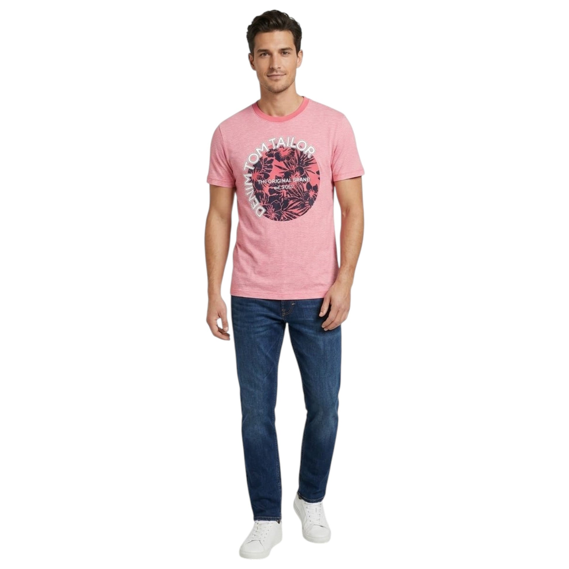 Men's Brand Logo Printed Top,Light Red