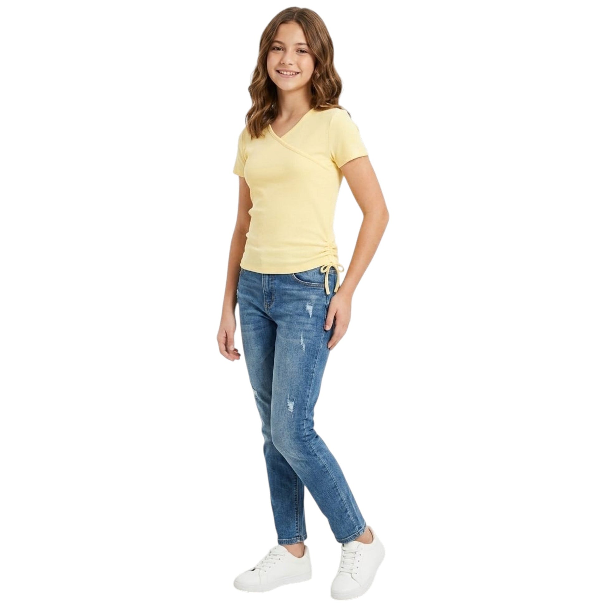 Kids Girl's Ribbed Top,Yellow