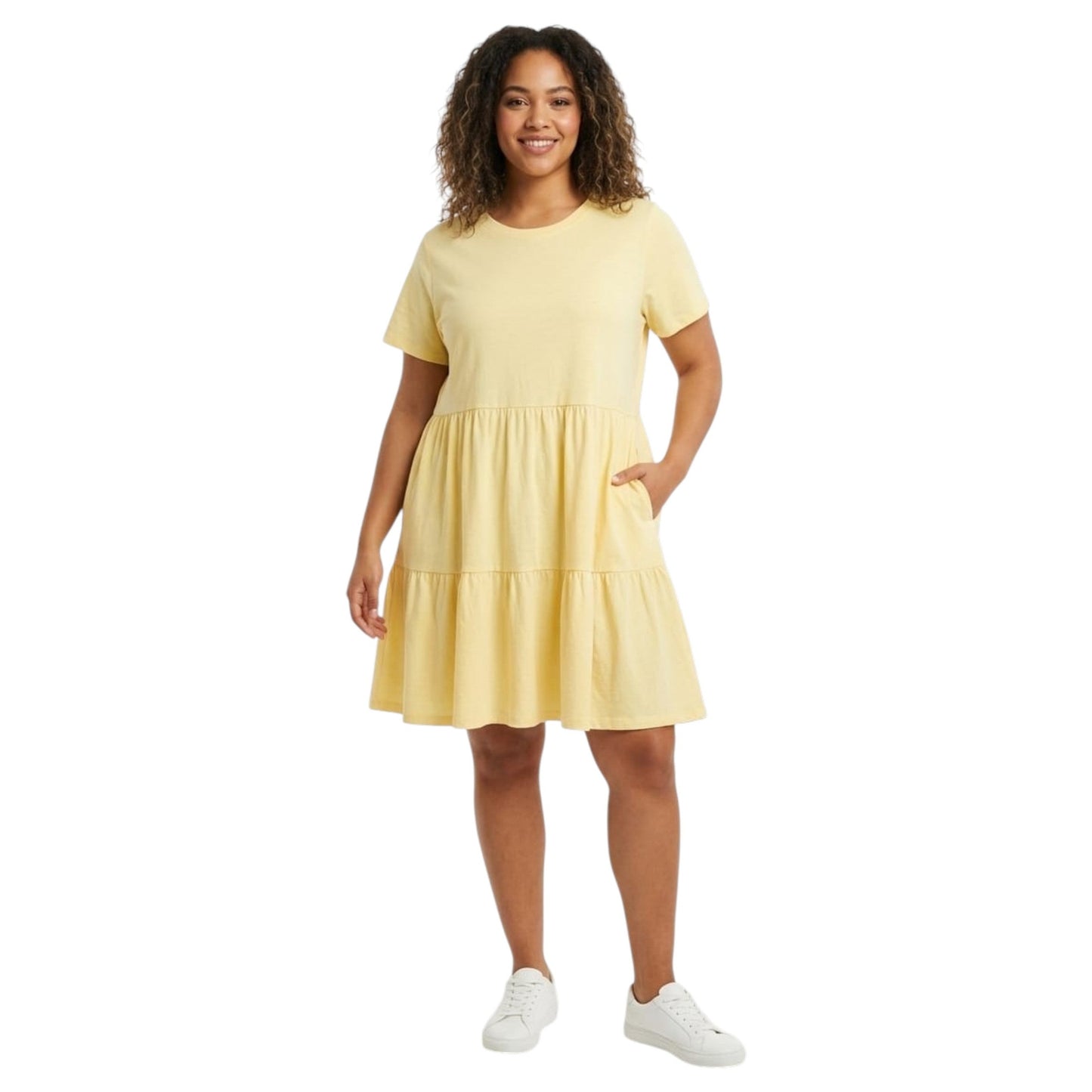 Women's Plain Solid Dress,Yellow