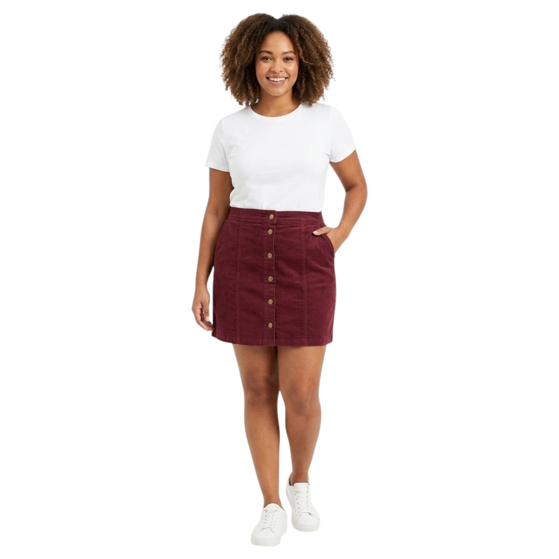 Women's Plain Solid Skirt,Burgundy