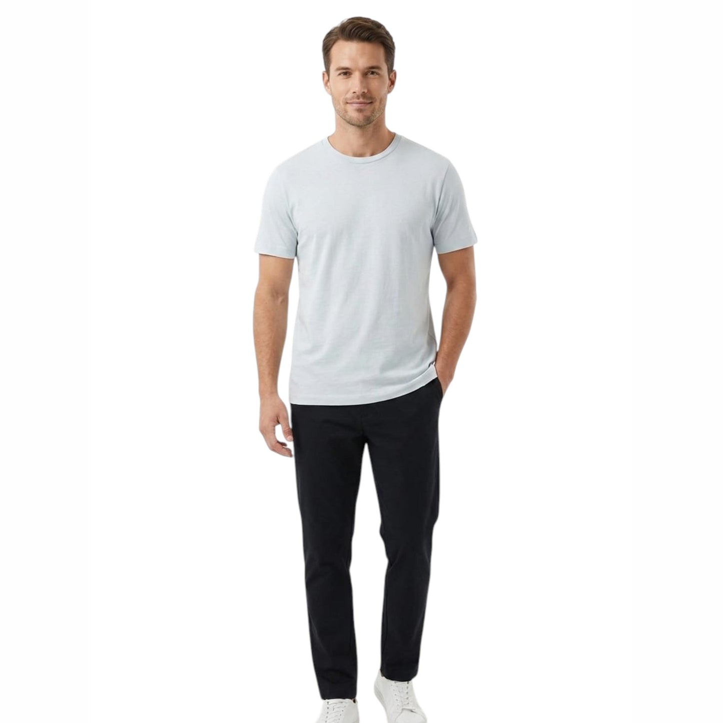Men's Plain Solid Top,Light Blue