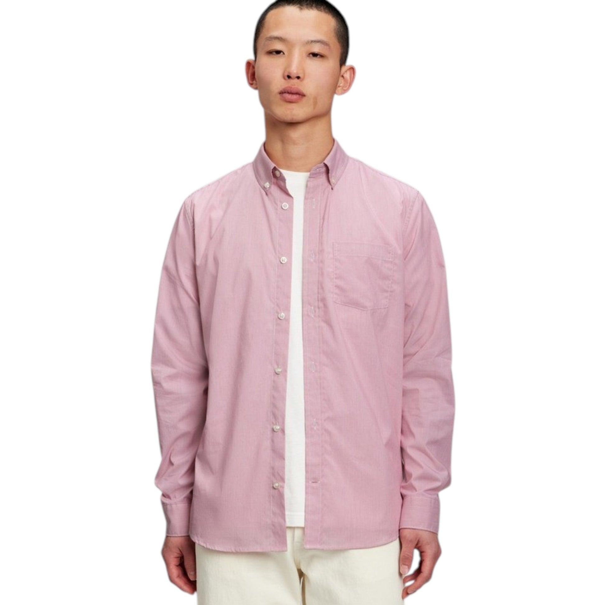 Men's Plain Solid Dress Shirt,Pink