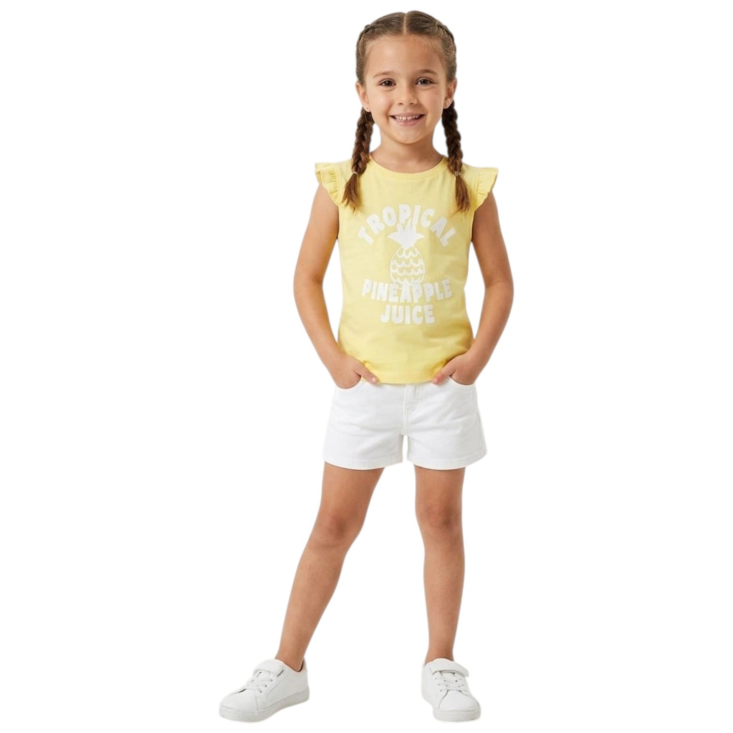 Kids Girl's Printed Top,Yellow