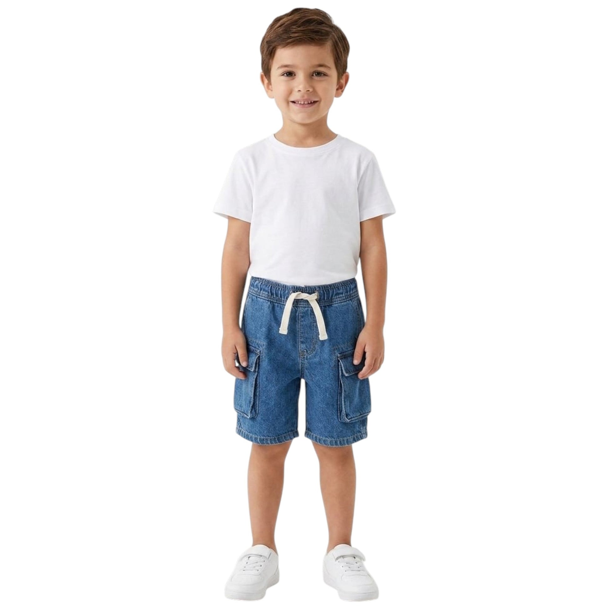Kids Boy's Plain Jeans Short,Light Navy