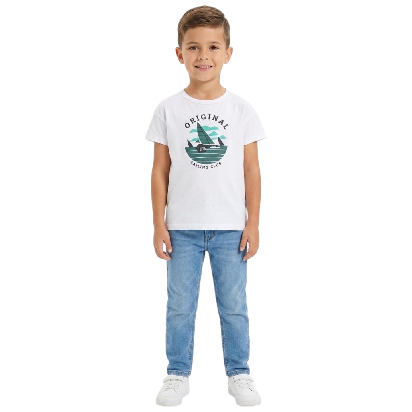 Kids Boy's Printed Top,White