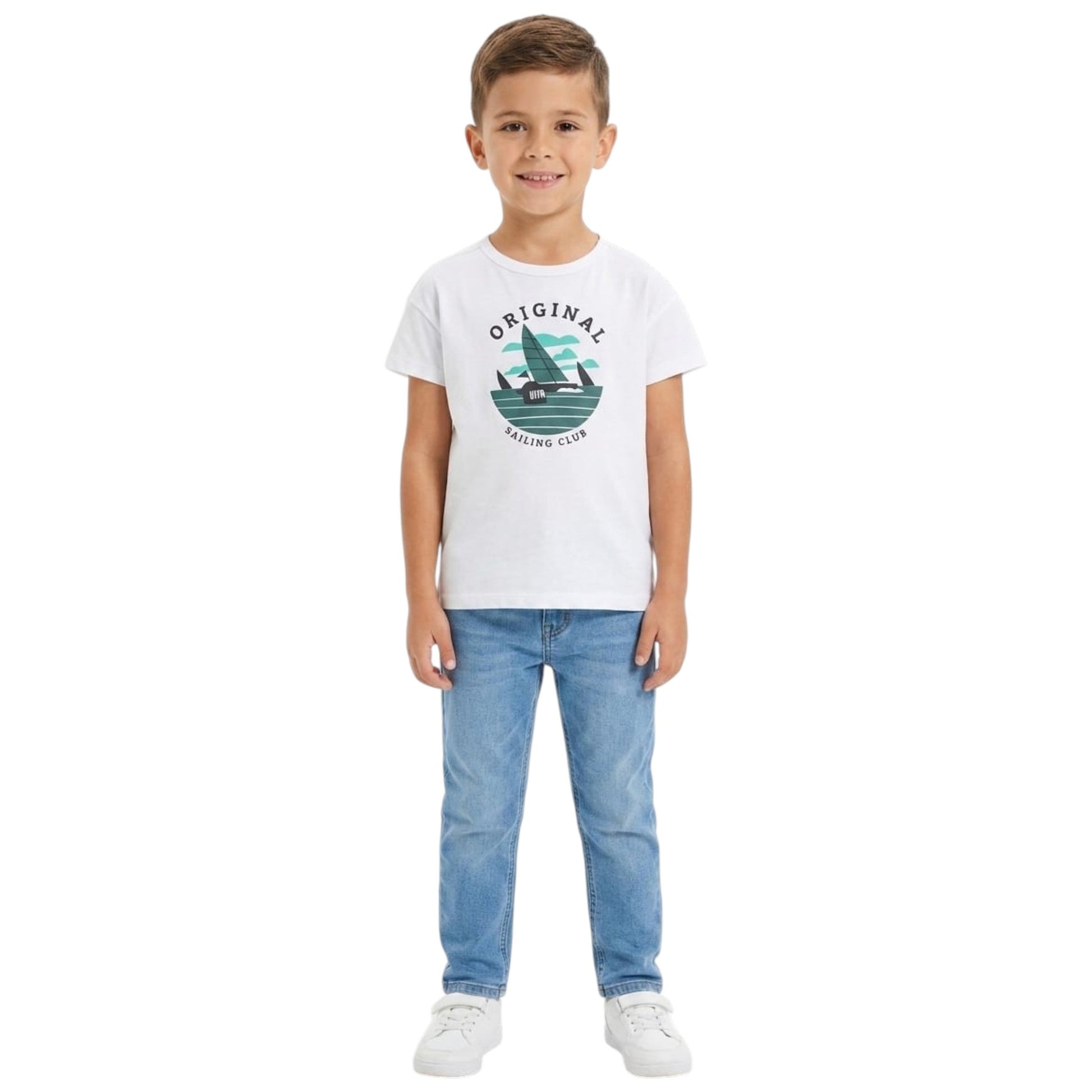 Kids Boy's Printed Top,White