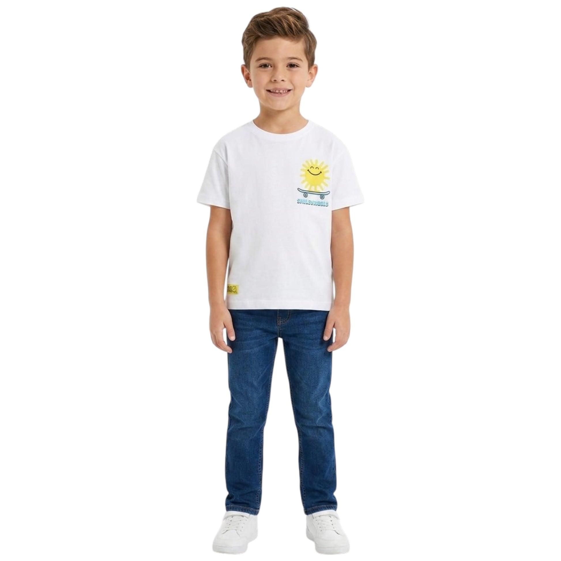 Kids Boy's Back Prited Top,White