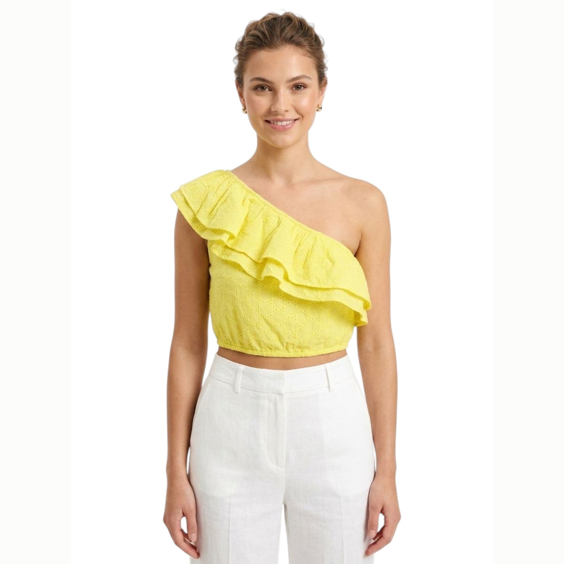 Women's Eembroidered Top,Yellow