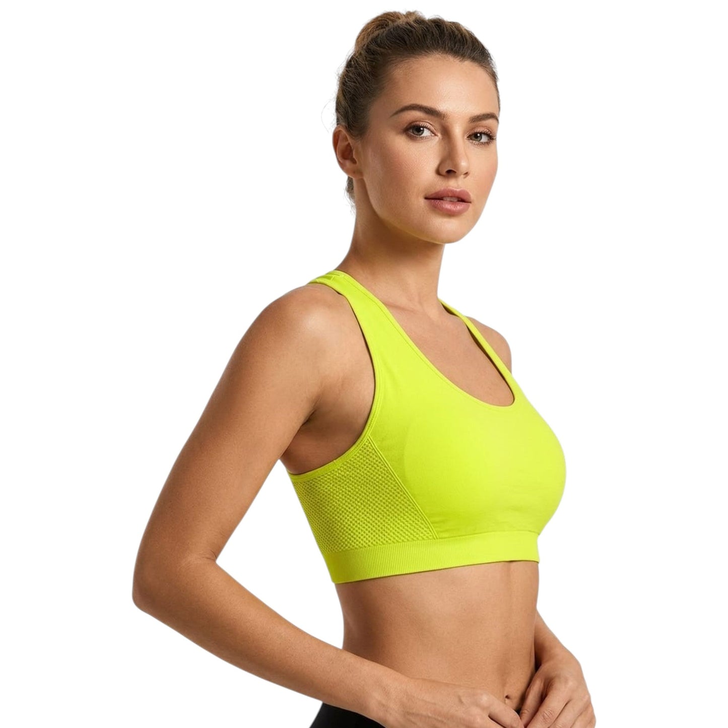 Women's Plain Solid Sport Top,Yellow