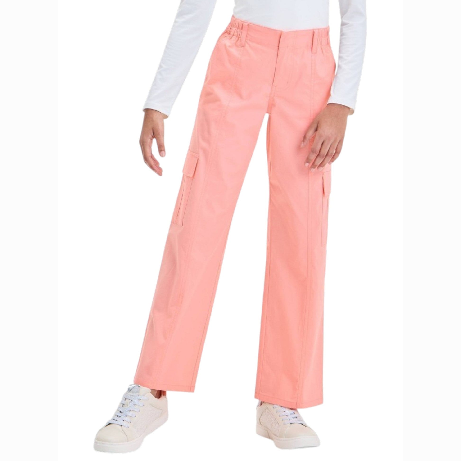 Kids Girl's Plain Solid Cargo Pant,Pink