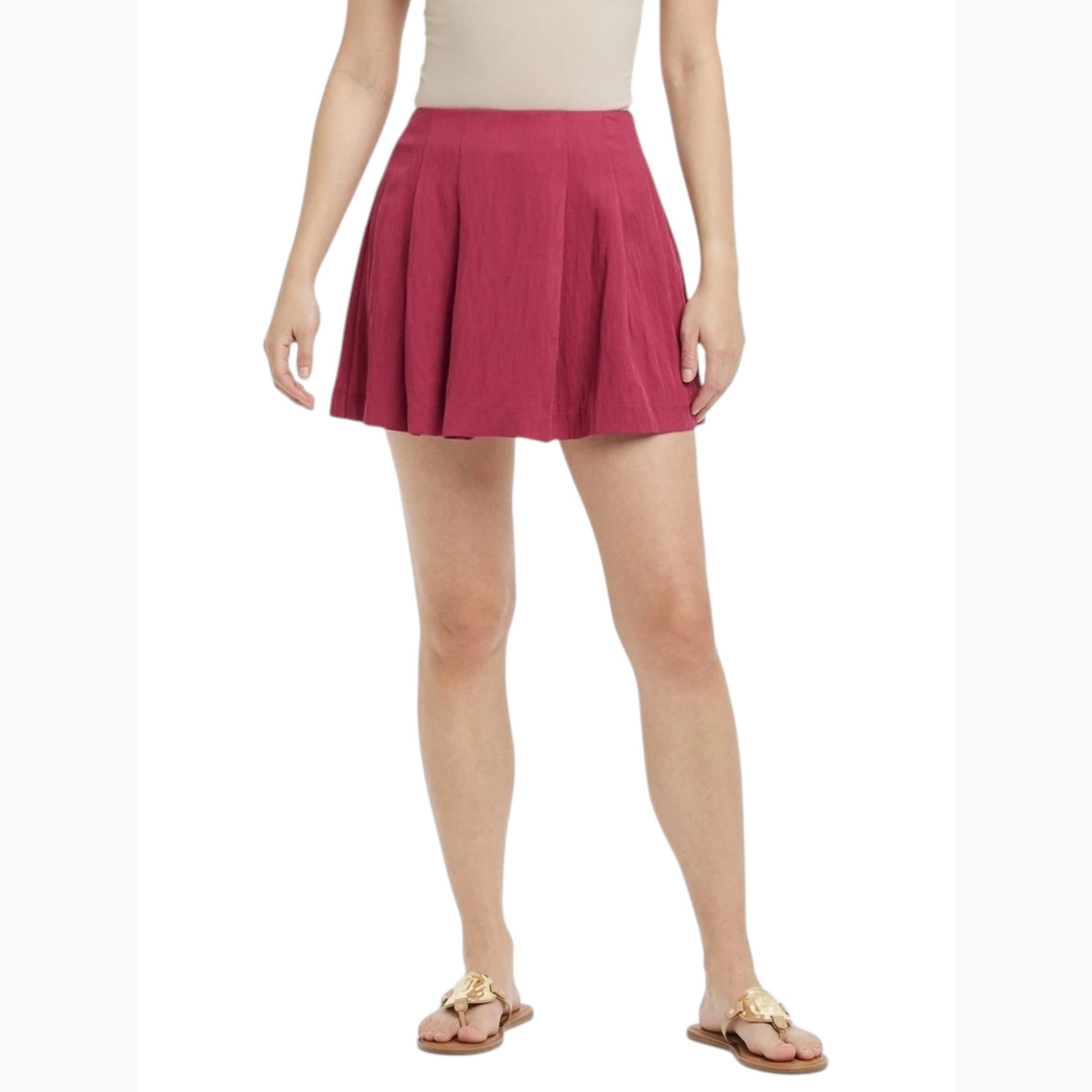 Women's Plain Solid Skort,Burgundy