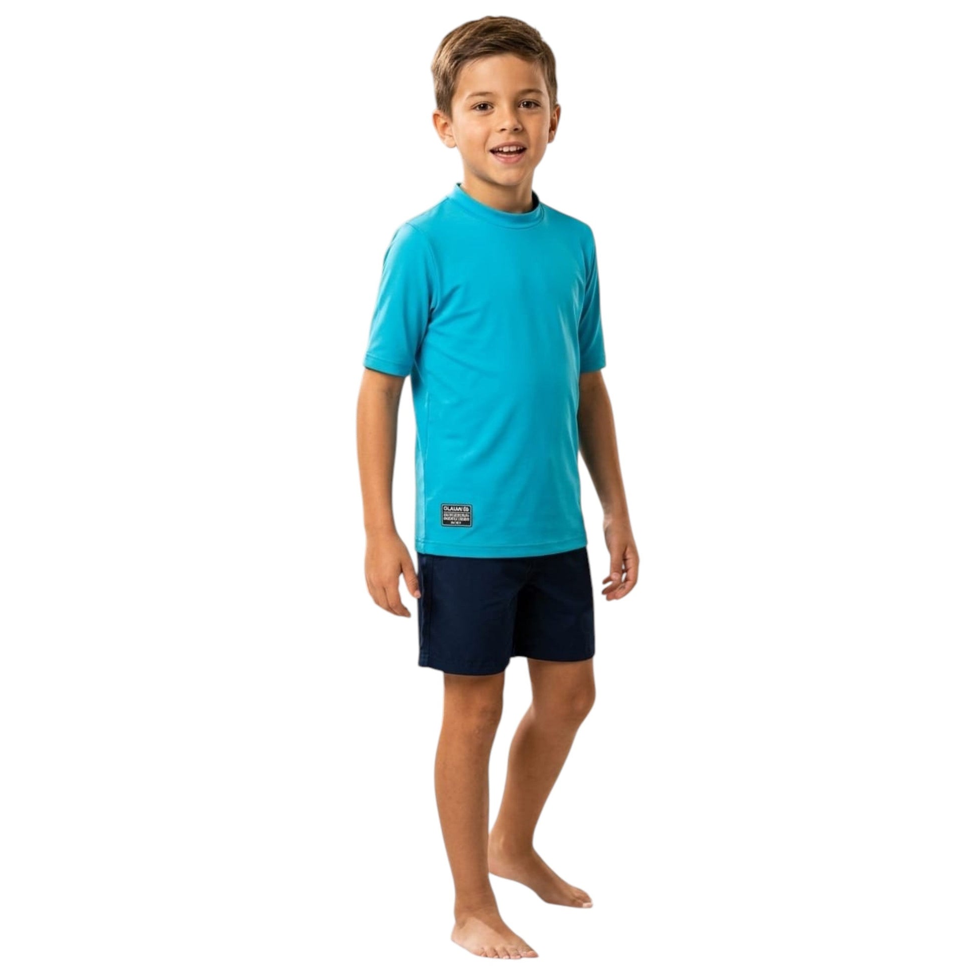 Kids Boy's Plain Solid Swim Top,Blue