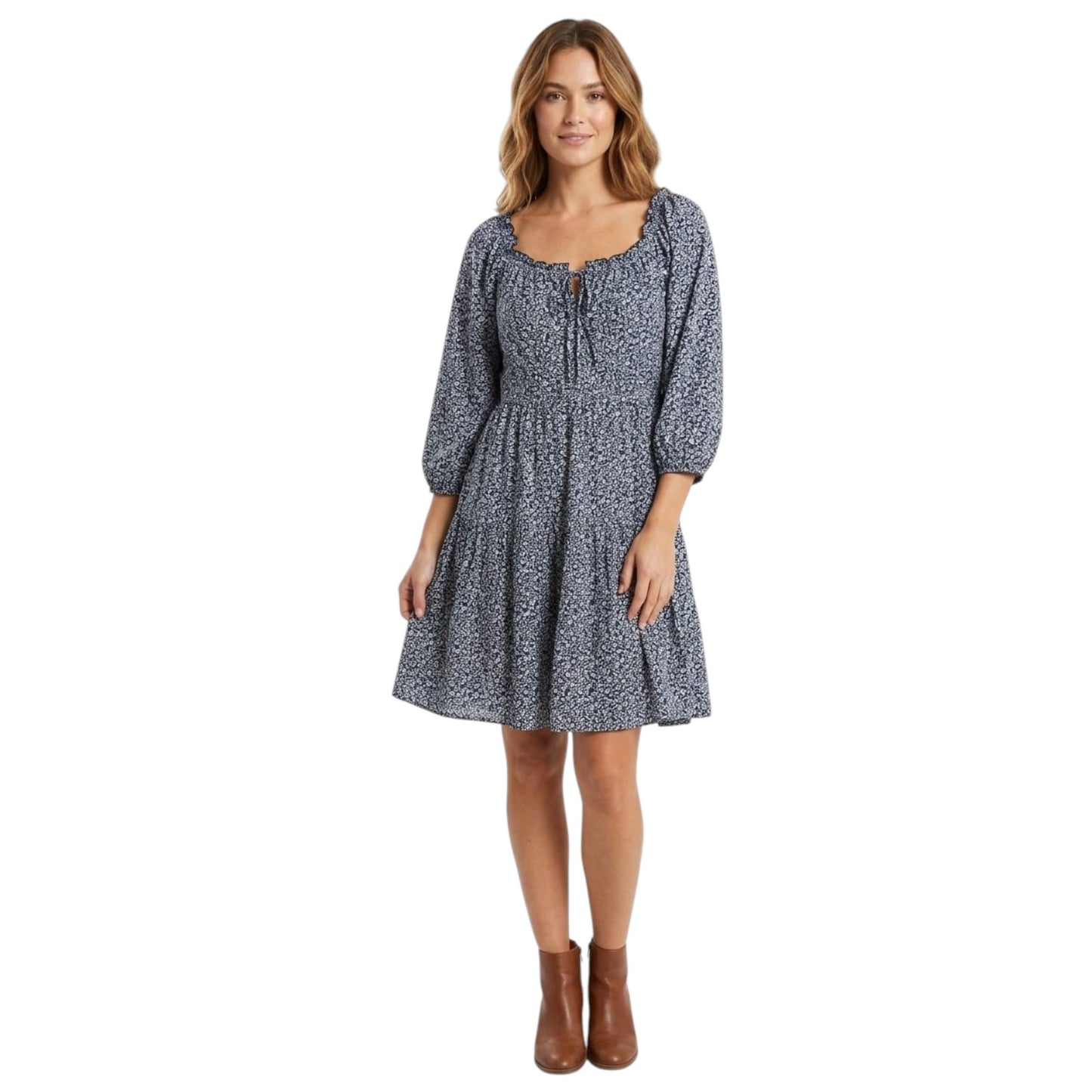 Women's Printed Dress,Navy