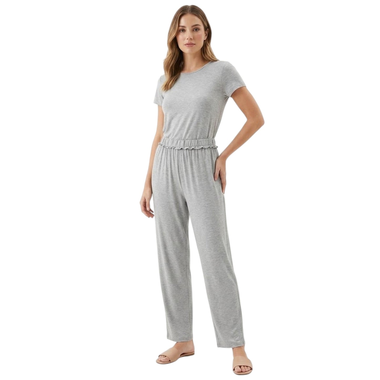 Women's Plain Solid Sleepwear Pant,Grey