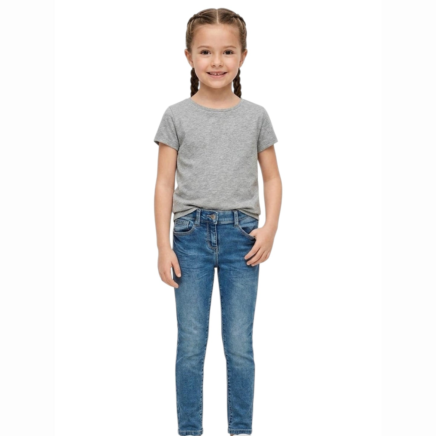 Kids Girl's Washed Jeans,Blue