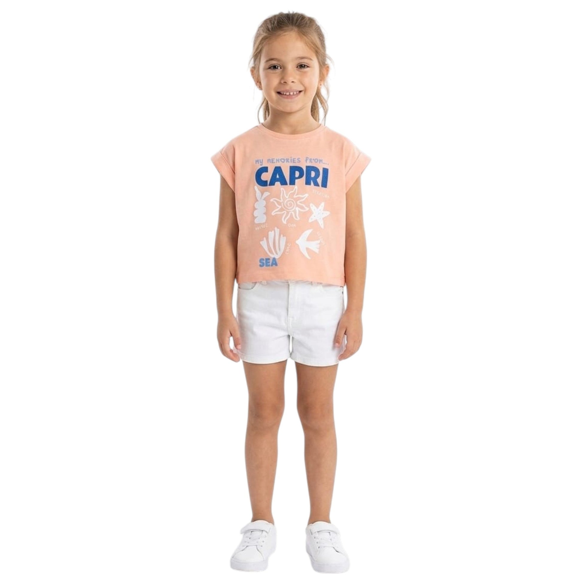 Kids Girl's Printed Top,Peach