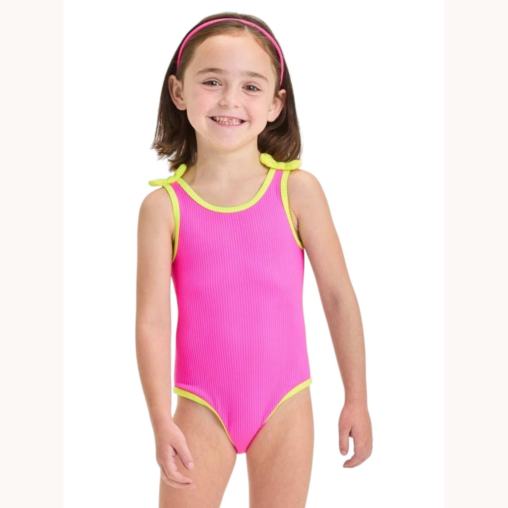 Kids Girl's Ribbed One Pieces Tankini Top,Pink