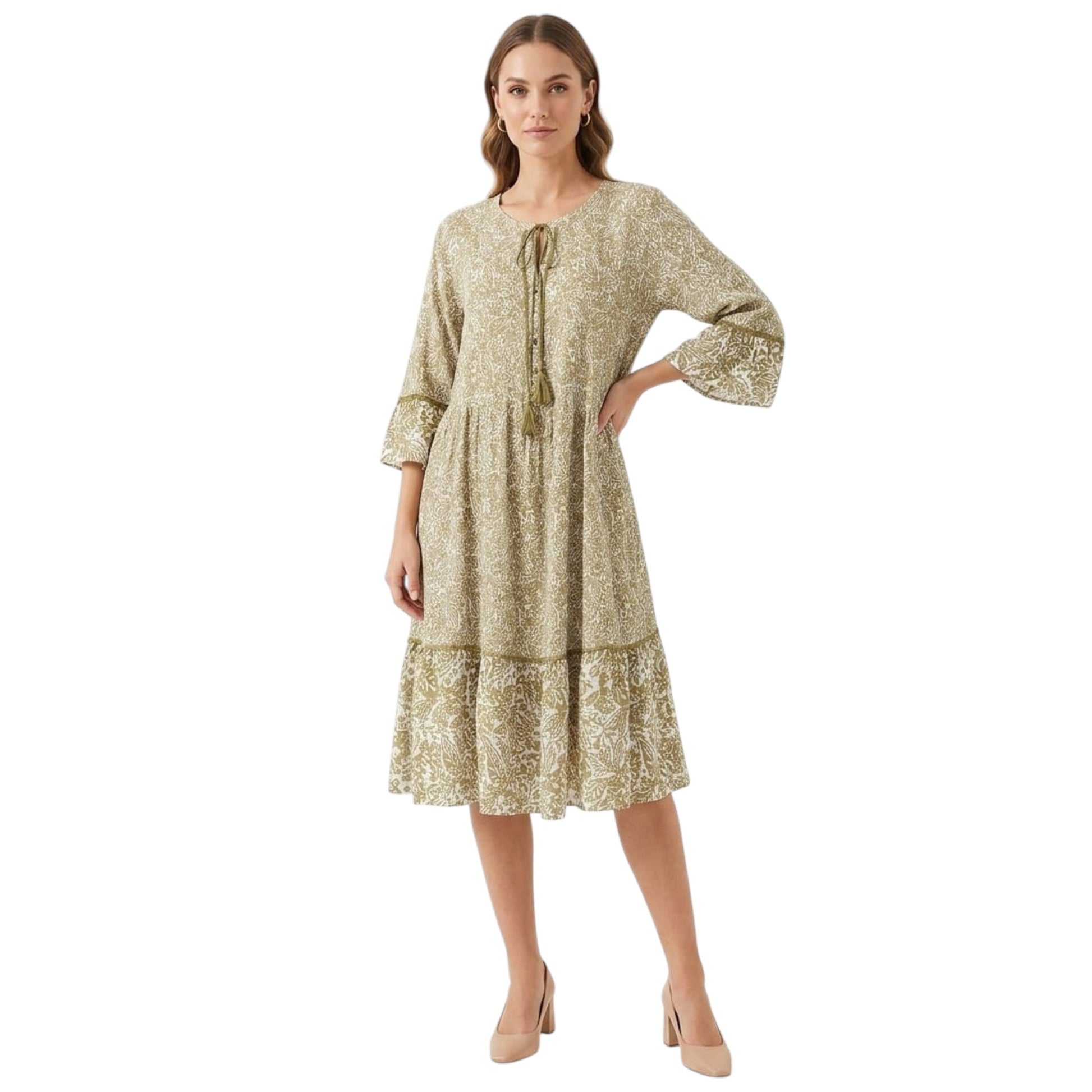 Women's Printed Dress,Olive