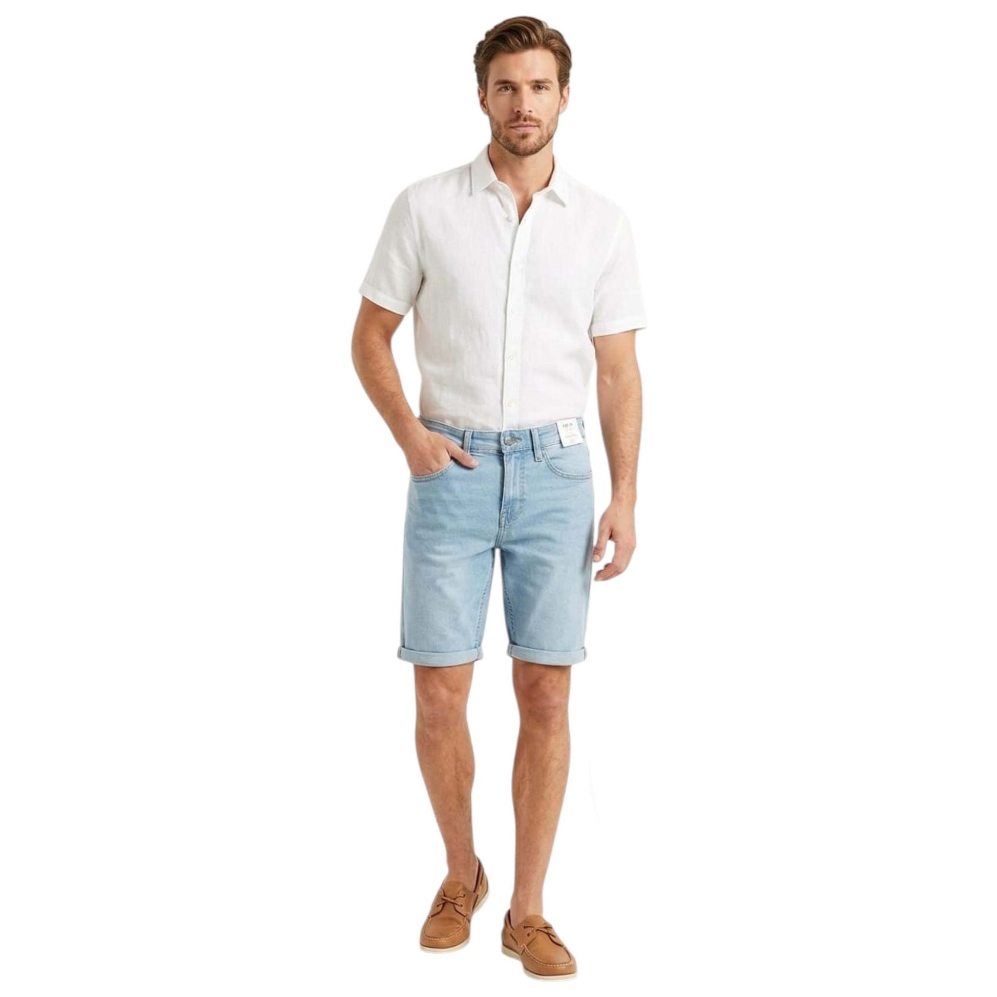 Men's Plain Solid Jeans Short,Light Blue