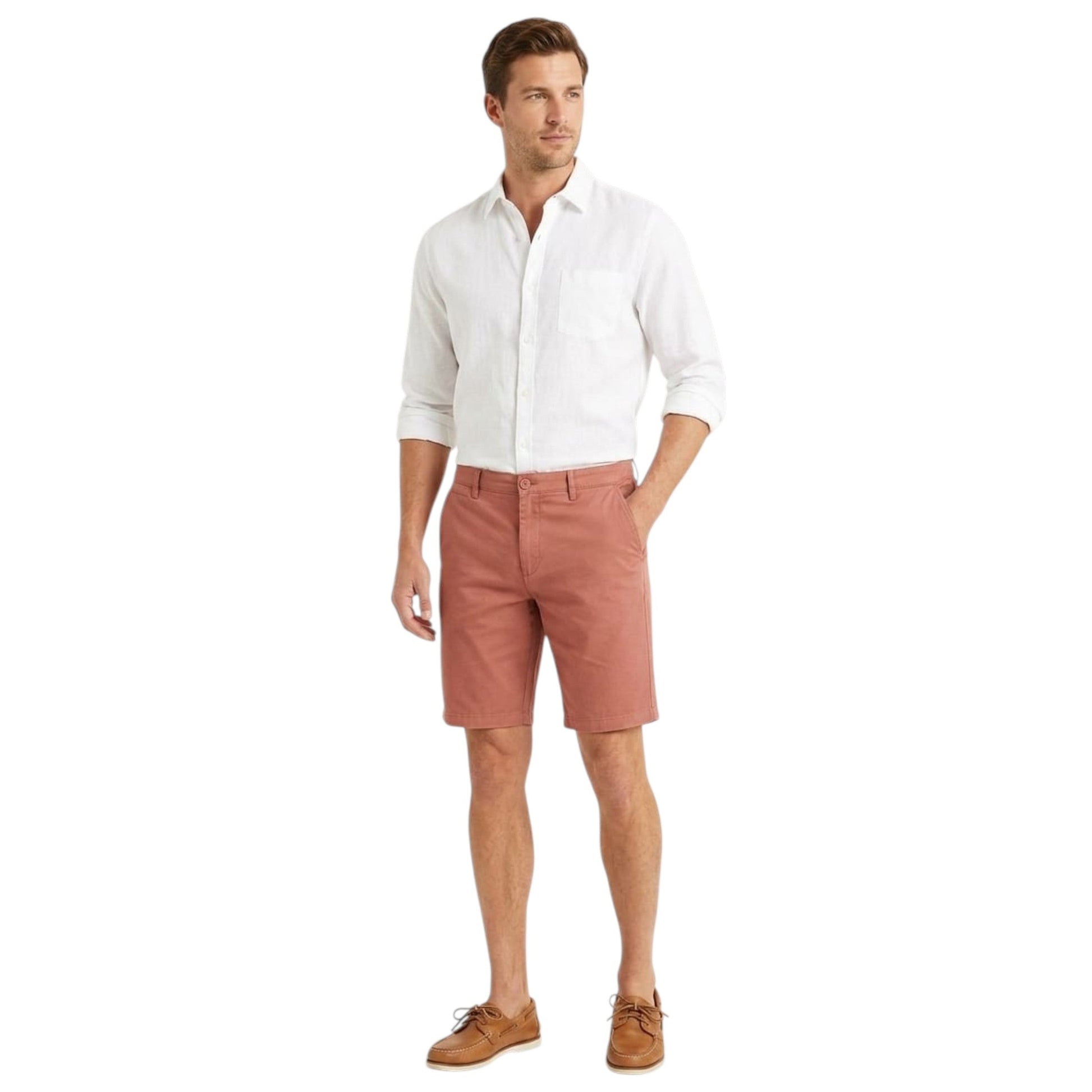 Men's Plain Solid Short,Brick