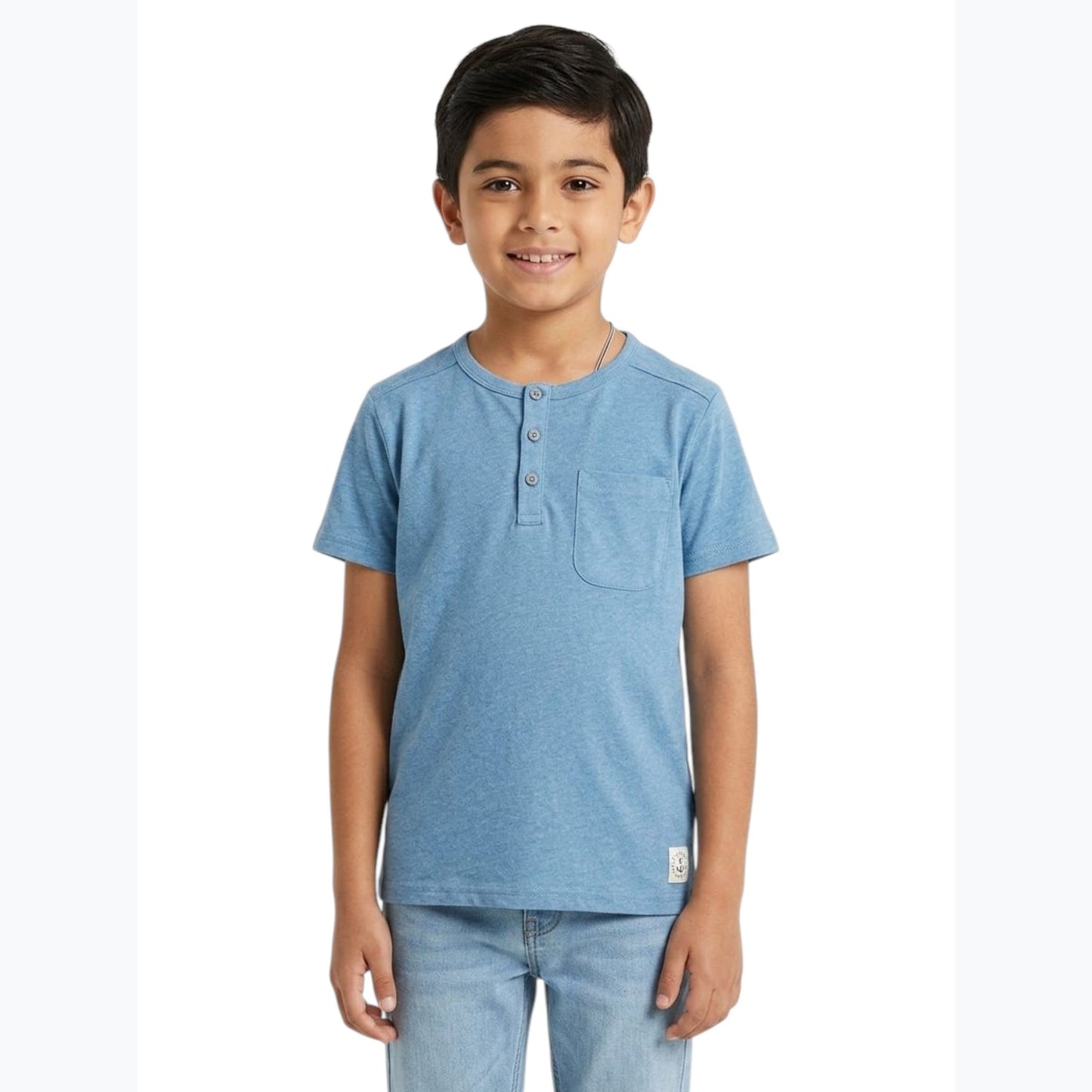 Kids Boy's Plain Solid Top,Dusty Blue