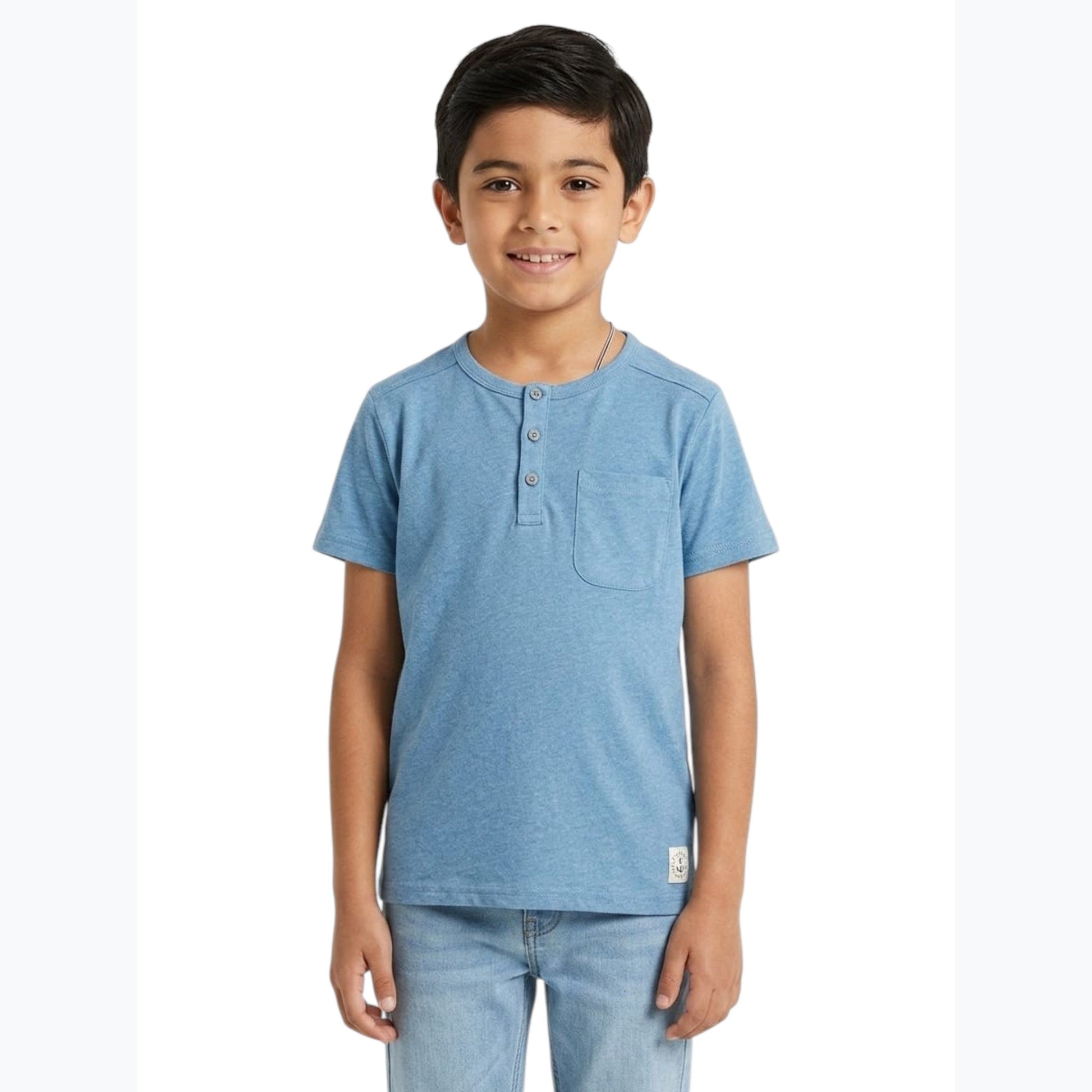 Kids Boy's Plain Solid Top,Dusty Blue