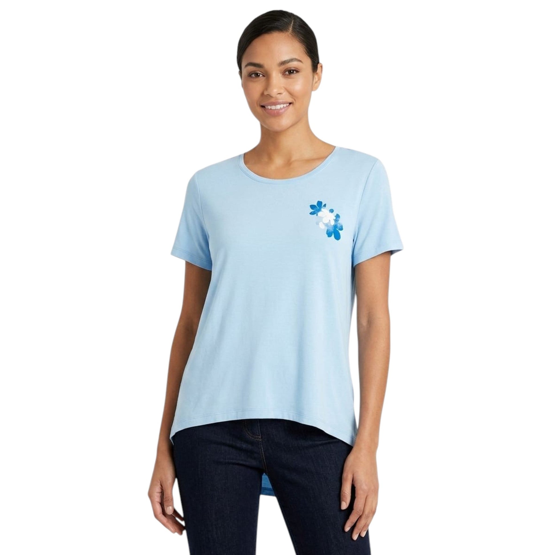 Women's Floral Printed Top,Light Blue