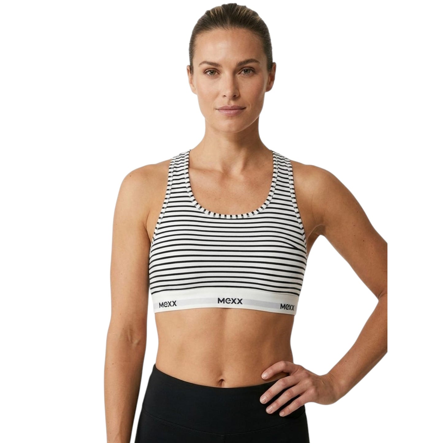Women's Striped Sport Top,Black/White