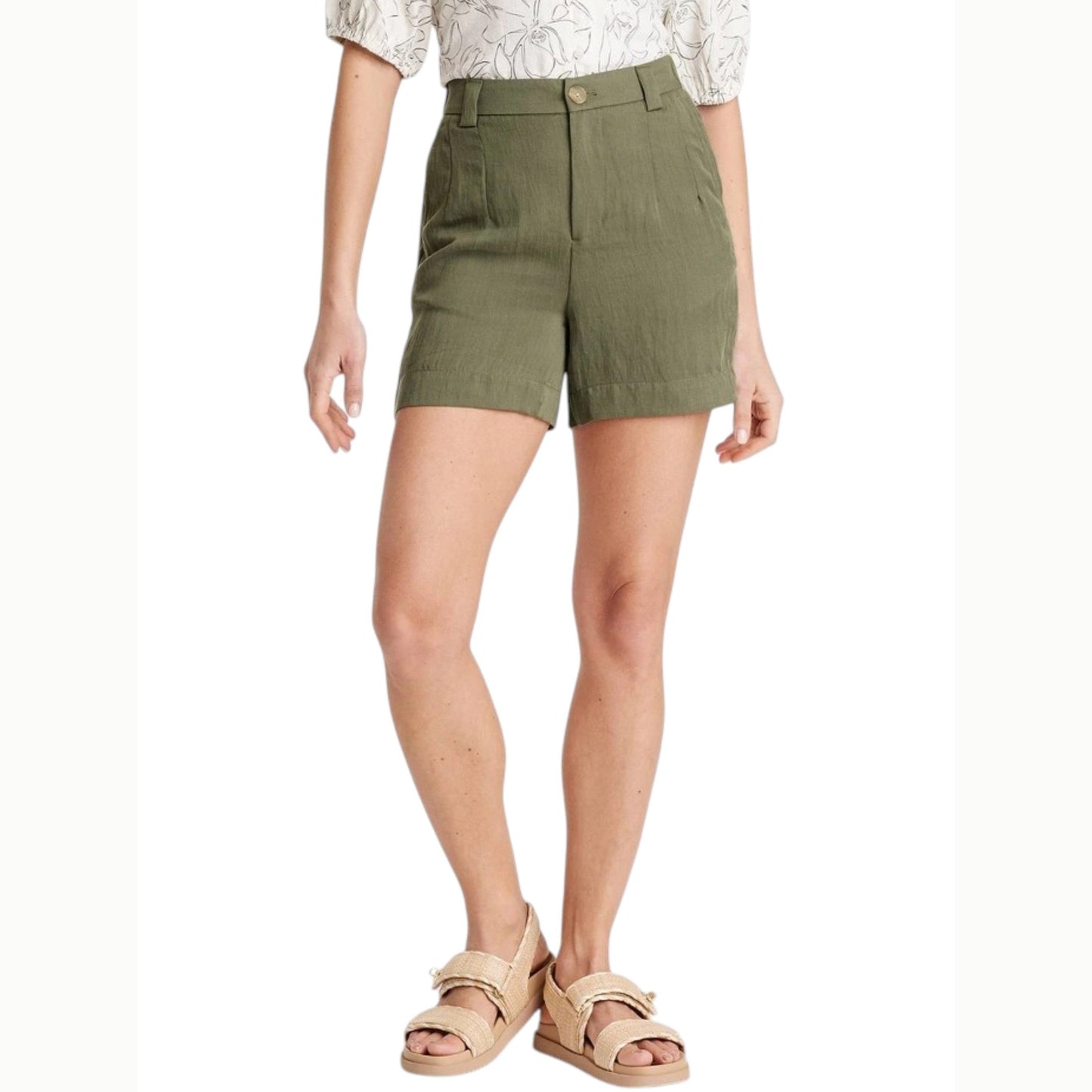 Women's Plain Solid Short,Olive