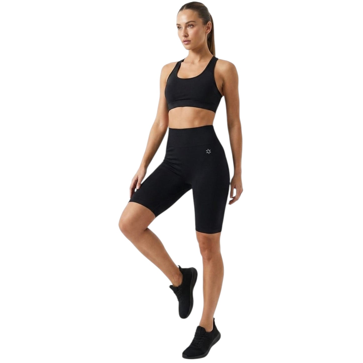 Women's Plain Solid Short Legging,Black