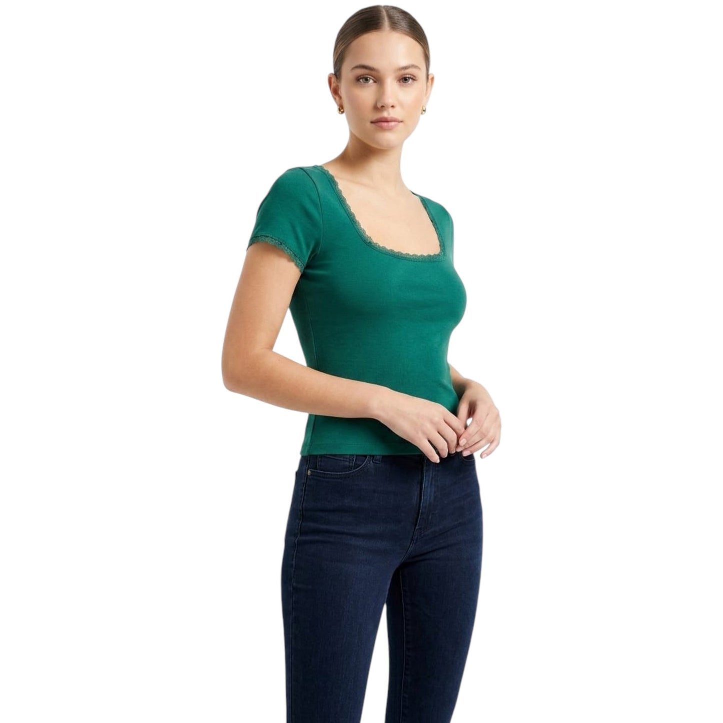 Women's Plain Solid Top,Dark Green
