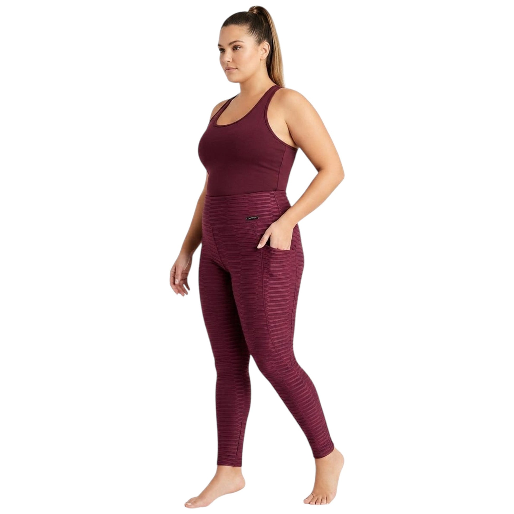 Women's Textured Legging,Dark Fuchsia
