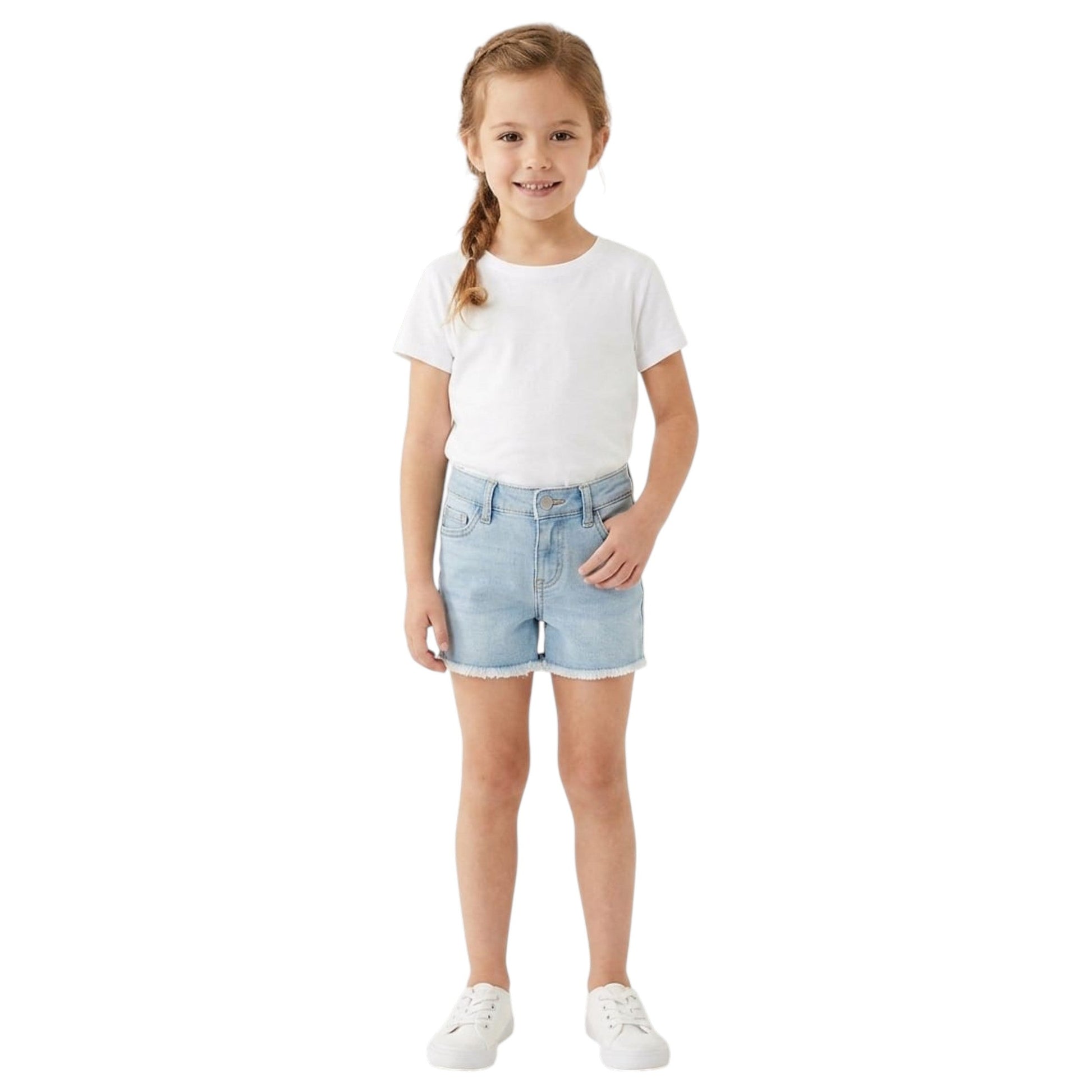 Kids Girl's Plain Solid Jeans Short,Light Blue